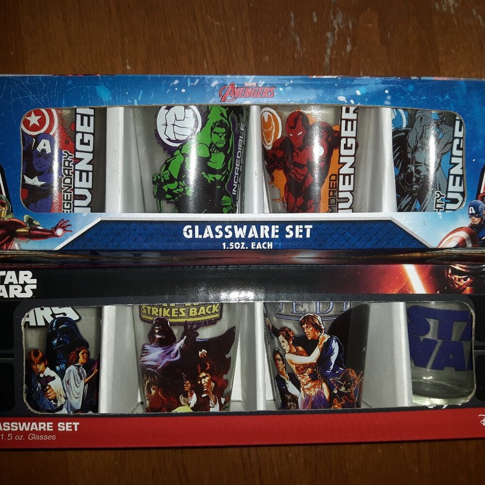 Brand new Star Wars and Marvel Shooter Glass bundle